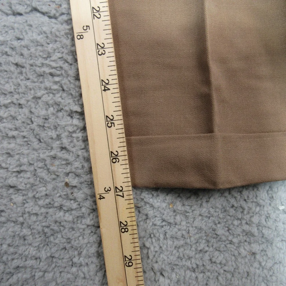Polo Ralph Lauren Tan Brown Pleated Cuffed Trousers Mens 33x26.5 Made in USA